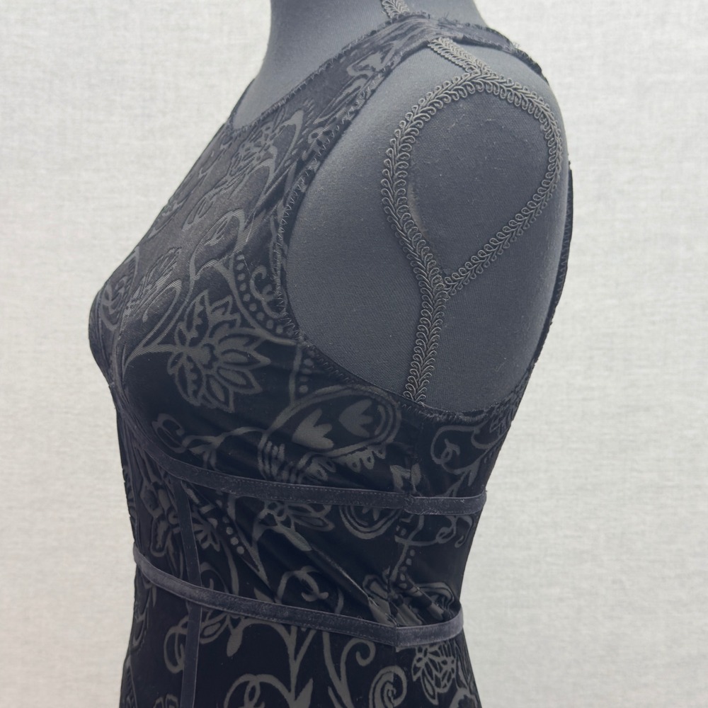 Free People Intimately Black Velvet Burnout Floral Sheath Dress Size S - NWT $88 - Picture 5 of 15